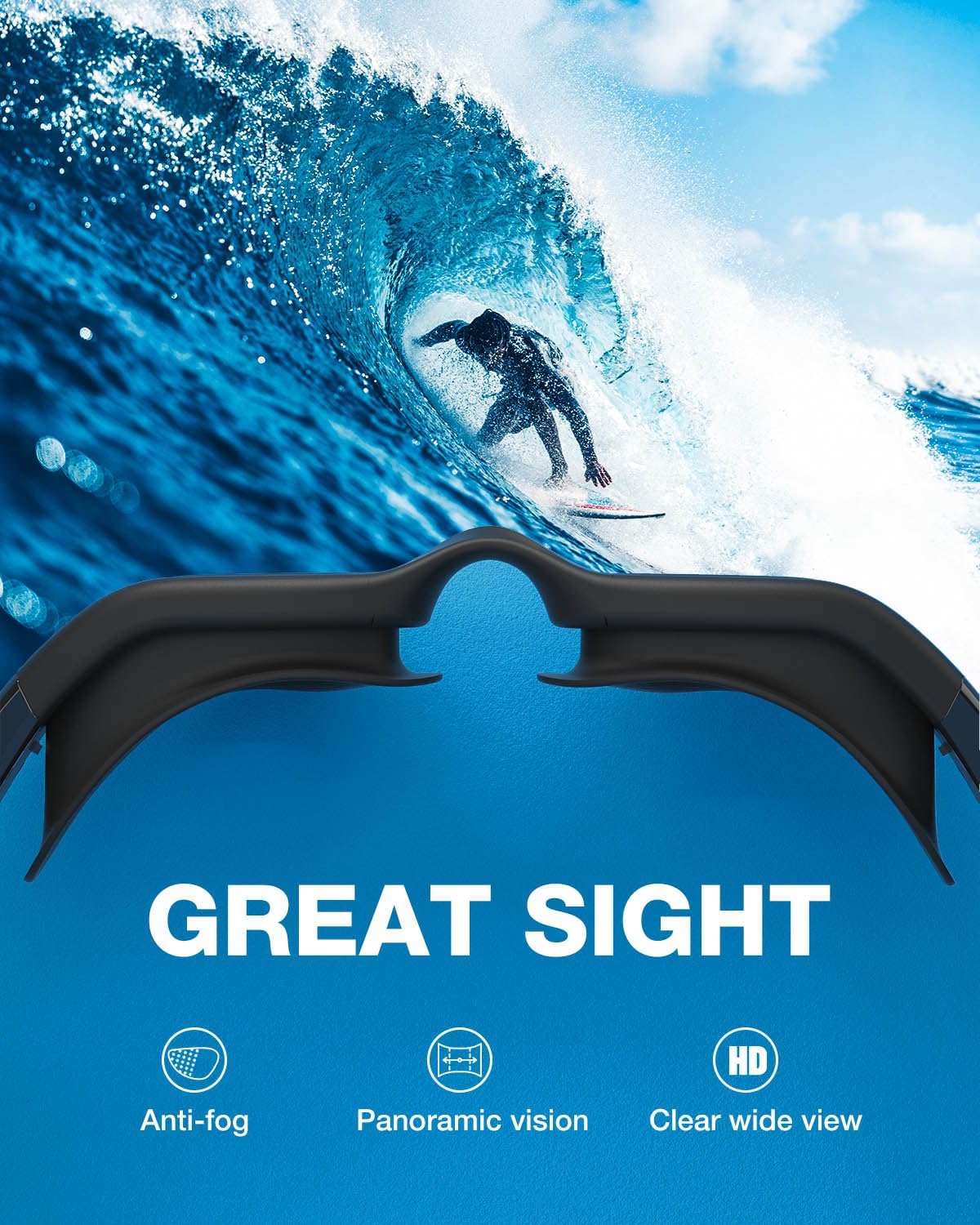 ZIONOR G1 Polarized Swimming Goggles for Unisex Adult Women Anti Fog 100% Anti UV Diving Goggles