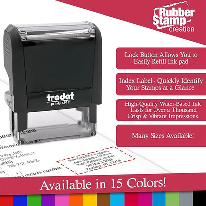 Trodat 4911 Return Address Stamp - Custom Text Stamp - Choose from Many Fonts & Colors!