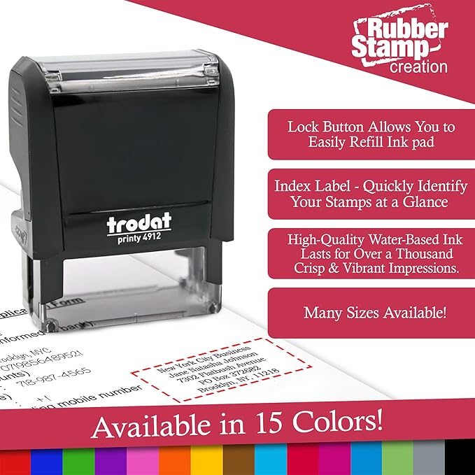 Trodat 4910 Signature Stamp - Custom Text Stamp - Choose from Many Fonts & Colors!