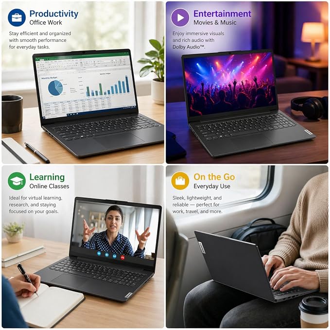 Lenovo V15 Business Laptop 2026 Edition, AMD Ryzen 3 7320U (Beat i7-1065G7), 15.6" FHD Display, 16GB DDR5 RAM, 1TB NVMe SSD, Wi-Fi 6, RJ-45, Dolby Audio, Windows 11 Pro, Black