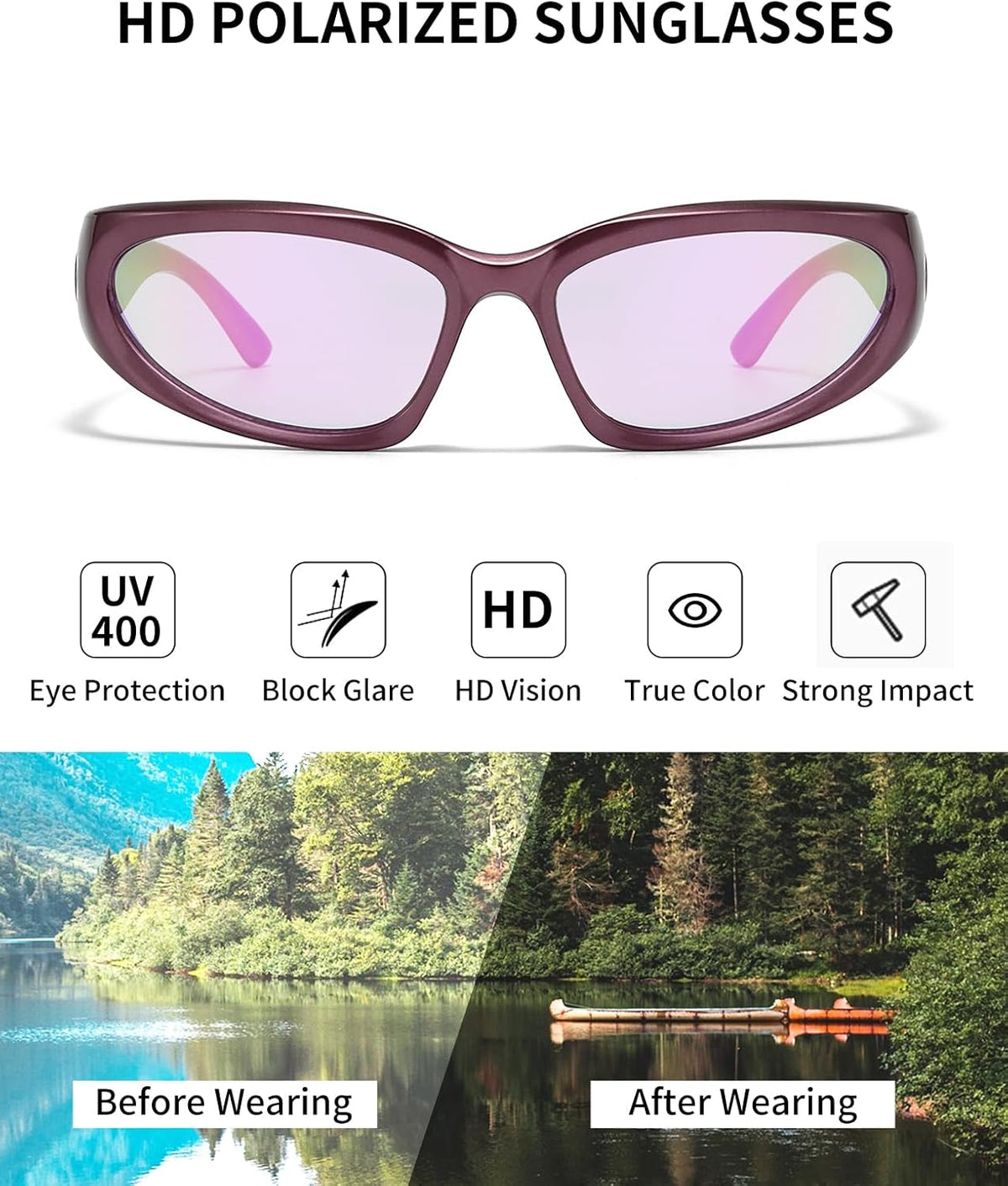 SOAR&EAGLE Y2K 3Pack Polarized sunglasses Wrap Around Men's Women's sunglasses Fashion Sport Shades Sun Glasses