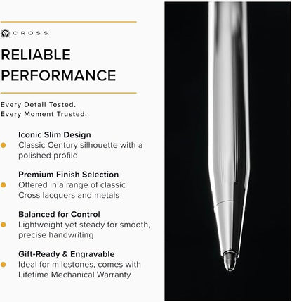 Cross Classic Century Lustrous Chrome Pen & 0.7mm Pencil Set, Gift-Ready