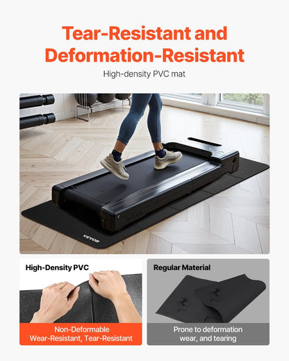 VEVOR Treadmill Mat for Carpet Floor, Exercise Equipment Mat for Treadmills, Stationary & Recumbent Bikes, High Density PVC Floor Protector Gym Mats, Waterproof and Non-Slip for Home Gym