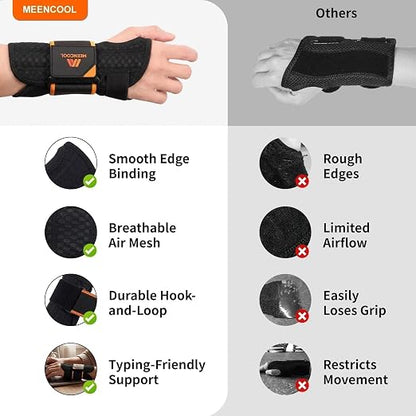 MEENCOOL Carpal Tunnel Wrist Brace Night Support with Splint for Right Hand | Adjustable Wrist Splint Men Women for Pain Relief – Support for Tendonitis, Arthritis, Sprain, Sleeping & Daily Use, Size S