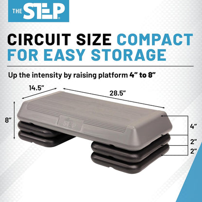 Freestyle STEP Exercise Step Platform, Circuit Size Stepper for Exercise at Home with 2 Risers