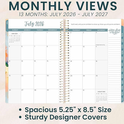 bloom daily planners 2026-2027 Planner - Academic Year (July 2026 - July 2027) Monthly & Weekly Soft Cover Planner for Women - 13 Month Calendar Agenda Book with Stickers - 5.5" x 8.25" - Painted Peonies