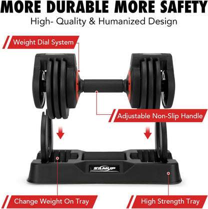 25/55 lbs Pair Adjustable Dumbbells Set, Dumbbells with Anti-Slip Metal Handle for Exercise & Fitness Fast Adjust Weight for Full Body Workout Fitness
