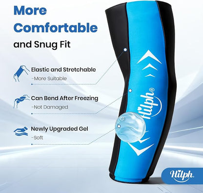 Hilph Full Arm Elbow Ice Pack Sleeve for Pitchers, Extended-Length Design | Reusable Hot & Cold Compression Gel Ice Wrap for Tennis Elbow, Golfers Arm, Tendonitis, Carpal Tunnel, Sports Recovery, Large