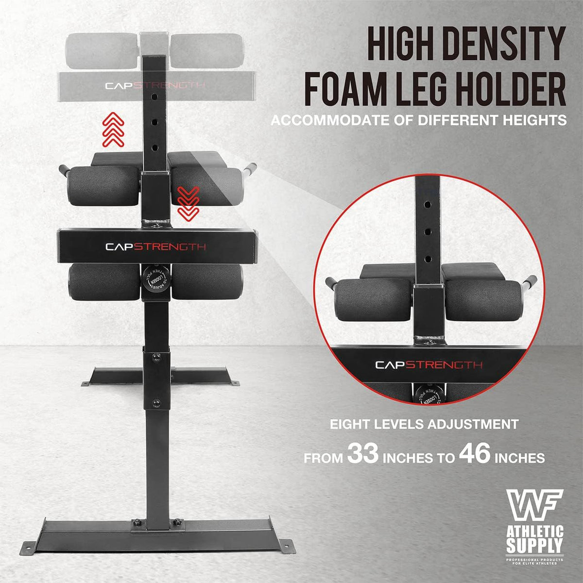 CAPHAUS Adjustable Hyperextension 90 Degree Strength Roman Chair with Handle, Ab Bench Multi-Functional Weight Bench, Muscle Strength Training Fitness Back Machines for Full Body Workout