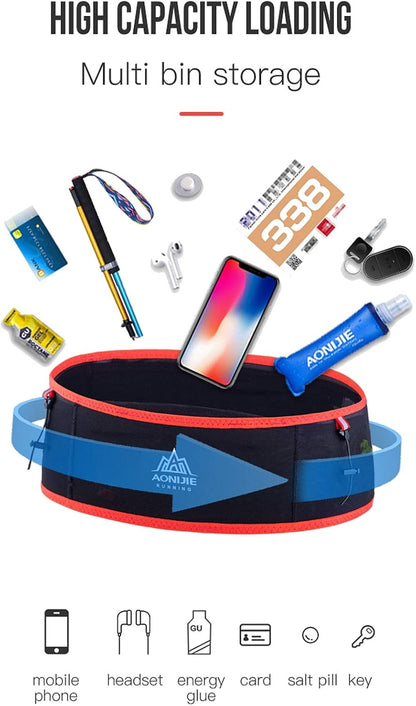 AONIJIE Hydration Belt Running Fanny Pack, with 250ml Soft Water Bottle Flask Phone Holder for Trailing Running Climbing Jogging Cycling Workout Fitness 3 Colors (Black, S/M)