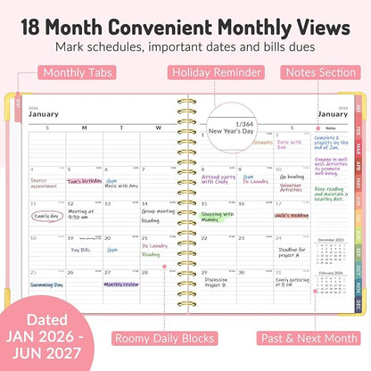 Jul 2026 - Dec 2027 Planner, Forvencer 18 Month Planner 2026-2027, 8.5"x11"