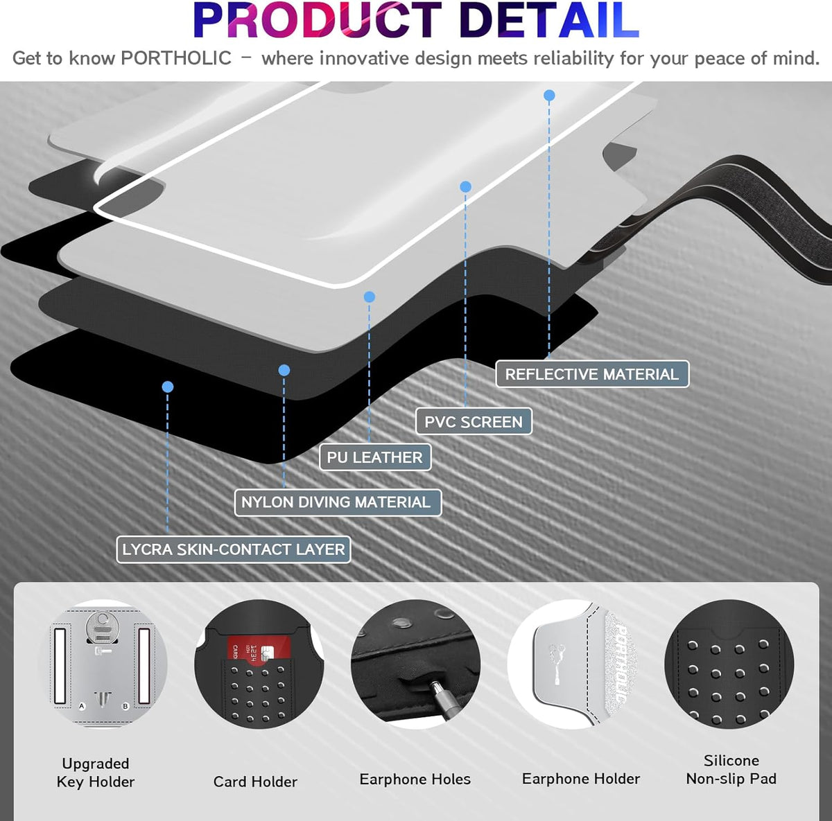 PORTHOLIC 2025 Running Armband Water Resistant Sports Phone Holder Case with Extension Strap, Key Card Slot Up to 6.9" Phone for iPhone 17/16/15/14/13 Plus Air Pro Max XR/XS, Galaxy S25/24/S10