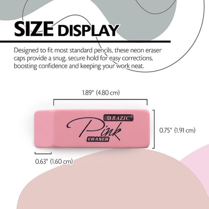 BAZIC Products Pink Bevel Block Erasers, Latex-Free, PVC-Free, 24-Box