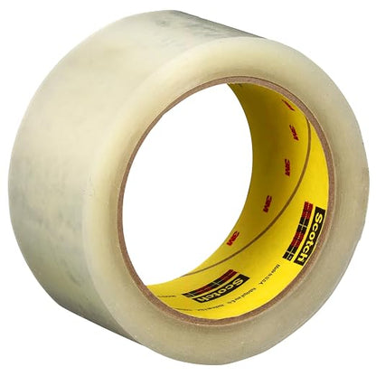 3M Scotch High Tack Box Sealing Tape 375+, Clear, 48 mm x 50 m, 36/Case