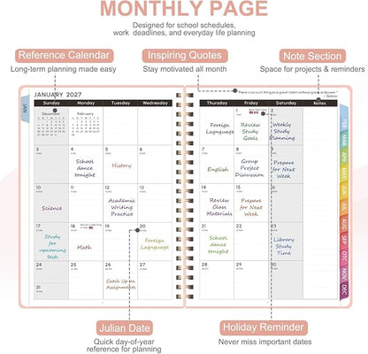 2027 Planner, Weekly and Monthly Calendar Planner Book, JAN 2027 - DEC 2027