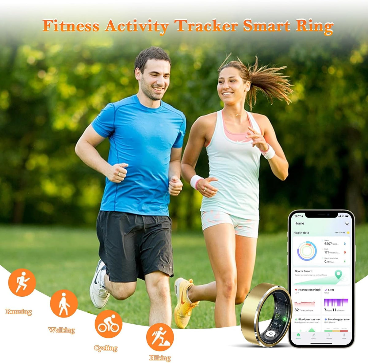 Smart Ring for Women Men-Wearable Fitness Tracker with Sleep Tracking Heart Rate Healthy Monitor Ring Activity Monitoring Steps Calories