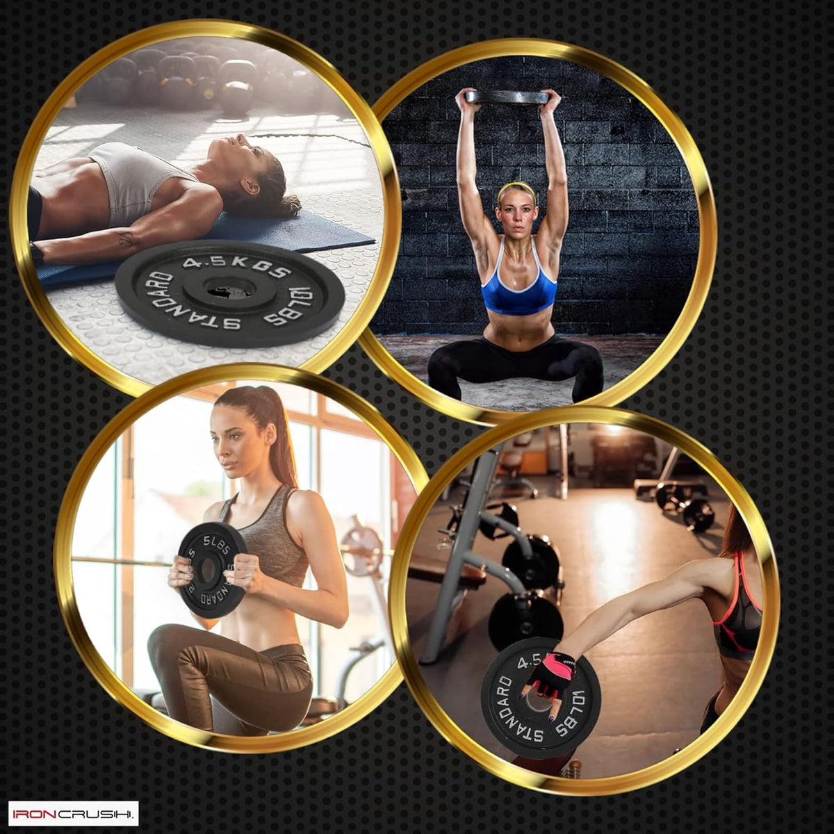 Cast Iron Olympic Weight Plates – Free Weights with 2-inch Hole & Anti-Rust Hammertone Finish - Ideal for Strength Training, Crossfit Equipment & Home Gym Set – Sold in Pairs - 2.5LB–45LB