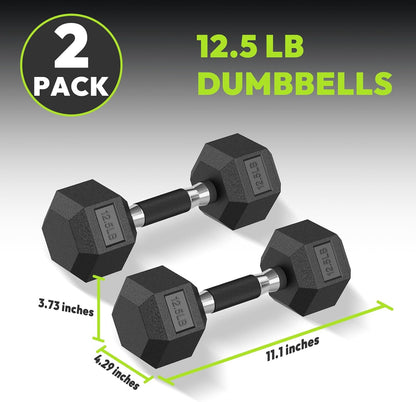 Hex Dumbbell Set 2.5-400 lb, Rubber Encased Exercise & Fitness Dumbbells, Weights Dumbbells Set of 2, Hand Weight for Strength Training