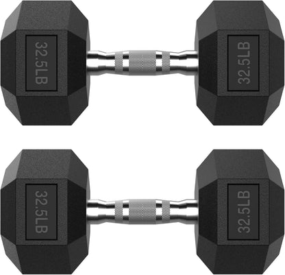 Hex Dumbbell Set 2.5-400 lb, Rubber Encased Exercise & Fitness Dumbbells, Weights Dumbbells Set of 2, Hand Weight for Strength Training