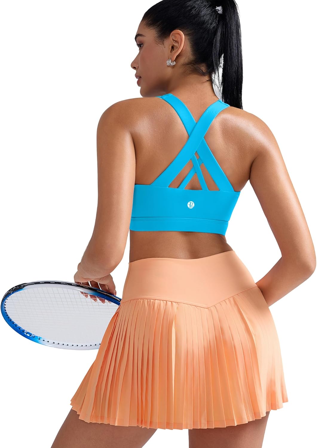 RUNNING GIRL Sports Bra for Women, Criss-Cross Back Padded Strappy Sports Bras Medium Support Yoga Bra with Removable Cups