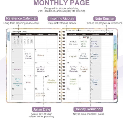 2027 Planner, Weekly and Monthly Calendar Planner Book, JAN 2027 - DEC 2027