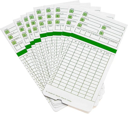 Zzrywuty Time Cards for Employees Monthly, 3 3/8 x 7 3/8 Inch, 300 Count | Green 2-Sided Design, Compatible with Hn3000 Time Clock, Supports All Pay Periods for Employee Attendance