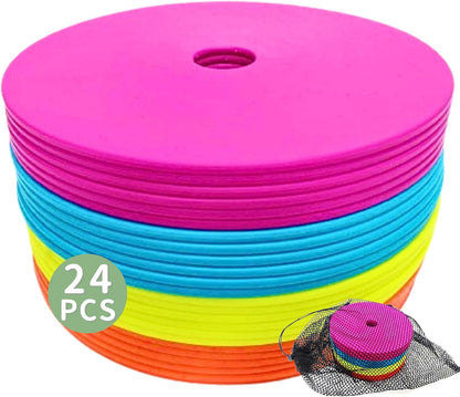 LEZER 6 Inch 8 Inch Flat Cones, Spot Markers, Soccer Cones, Field Court Markers, Sit Spots, Flat Discs, Soccer Training Equipment, Agility Practice, Football, Made in Taiwan