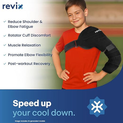 REVIX Youth Shoulder Arm Ice Pack Wrap for Pitcher, Reusable Ice Arm Sleeve | Ice Pack for Volleyball Player & Athletes, Cold Therapy for Shoulder & Elbow, Throwing Recovery, Muscle Relax & Daily Use