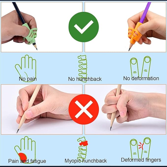 JustBlanks 20 Pcs Pencil Grips for Kids Handwriting - Pencil Holder for Kids, Pencil Grippers Writing Tool, Writing Posture Correction Tools for Toddlers, Preschoolers Special Needs for Classroom