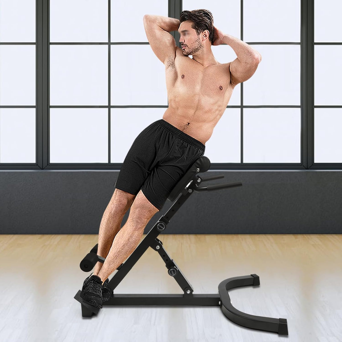 Roman Chair Back Extension Machine, Adjustable Hyperextension & Sit up Bench - Foldable Multi-functional Ab/Glute/Core Workout Equipment for Home Gym, 330 Lbs Weight Capacity