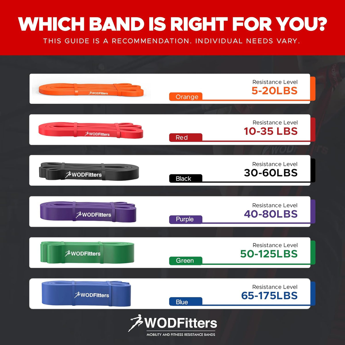 WODFitters Pull Up Assistance Band for Stretching, Mobility Workouts, Warm Up, Recovery, Powerlifting, Home Fitness and Exercise…