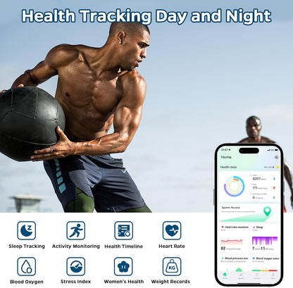 Smart Ring Health Tracker, Sleep Tracker Ring with Heart Rate, Waterproof Fitness Ring for Activity Monitoring/Steps/Distance/Calories,Air Gestures,Up to 7-Day Battery,for iOS Android(Stylish Black#9)