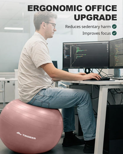 Trideer Yoga Ball – Anti-Burst Exercise Ball for Pregnancy, Office, Birthing, Stretching & Core Workout – Home Gym & Therapy