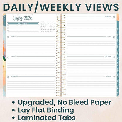 bloom daily planners 2026-2027 Planner - Academic Year (July 2026 - July 2027) Monthly & Weekly Soft Cover Planner for Women - 13 Month Calendar Agenda Book with Stickers - 5.5" x 8.25" - Painted Peonies
