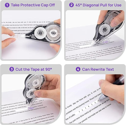 12 Pcs Correction Tape, 39.37 Ft White, 0.2 in Width