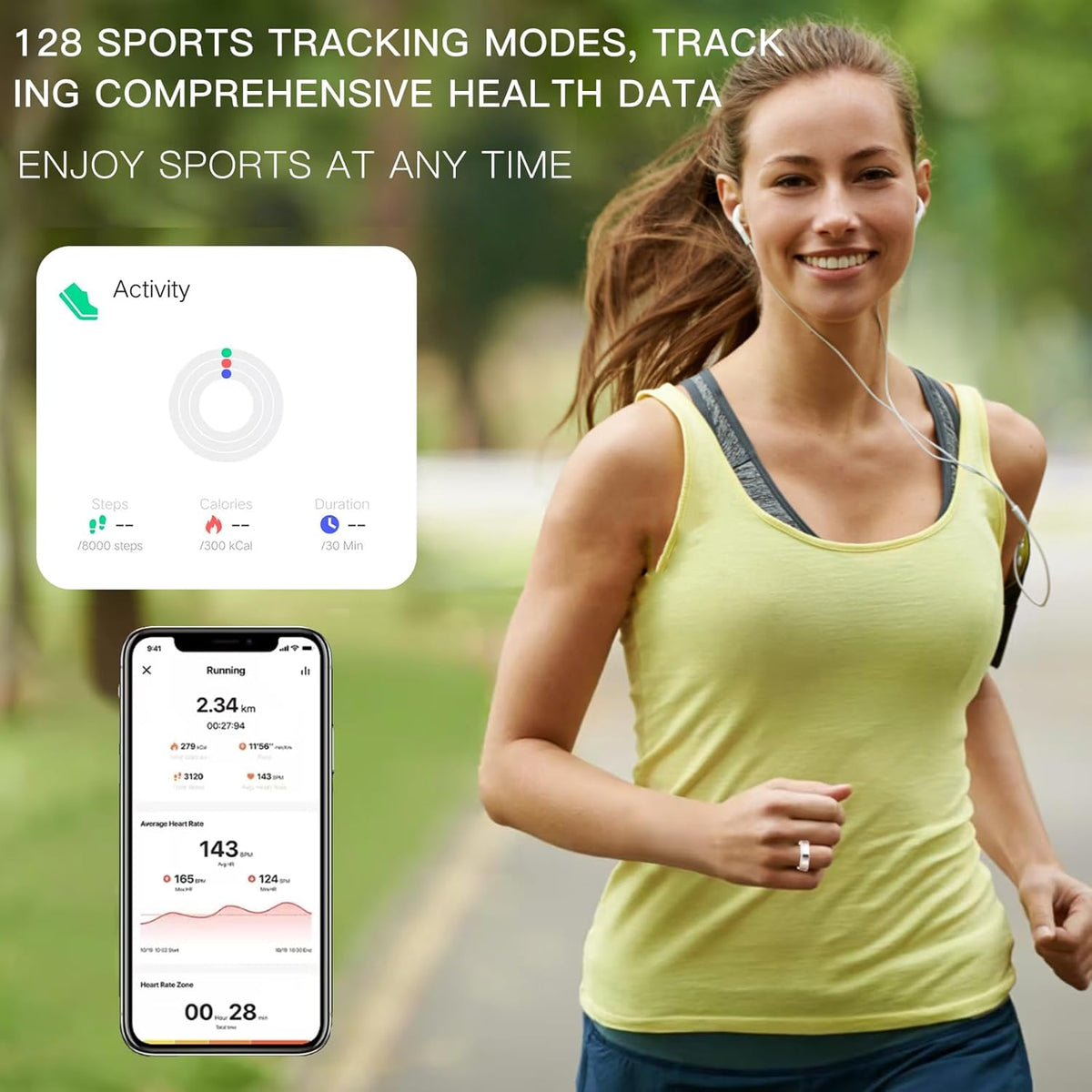 Health Tracker Smart Ring for Men Women-IP68 Waterproof Sleep Tracker with Heart Rate/Blood Pressure/Blood/Physiological Cycle/Oxygen Tracking, Step Counter, iOS & Android Compatible (7#)