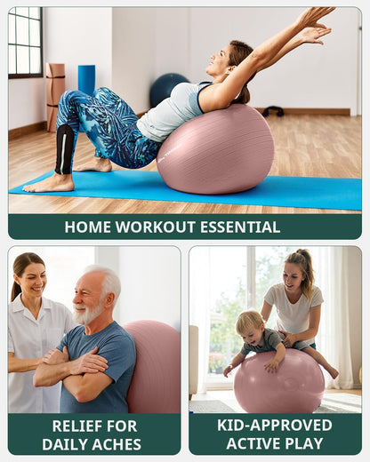 Trideer Yoga Ball – Anti-Burst Exercise Ball for Pregnancy, Office, Birthing, Stretching & Core Workout – Home Gym & Therapy