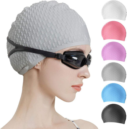 Tripsky Silicone Swim Cap,Comfortable Bathing Cap Ideal for Curly Short Medium Long Hair, Swimming Cap for Women and Men, Shower Caps Keep Hairstyle Unchanged…