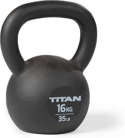 Titan Fitness Cast Iron Kettlebell, Single Piece Casting, KG and LB Markings, Full Body Workout