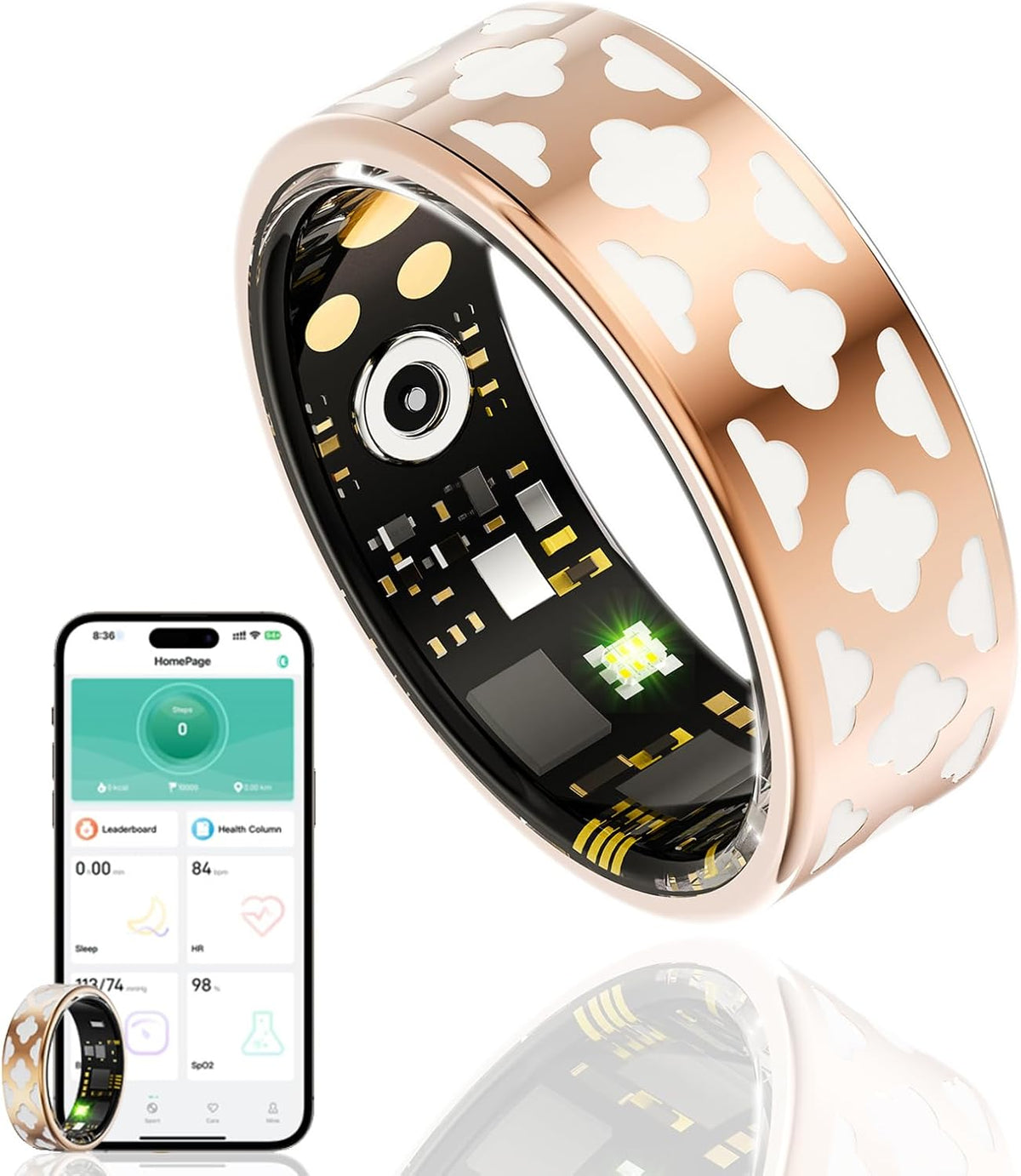 Smart Ring Health Tracker, Sleep Tracker Ring with Heart Rate, Waterproof Fitness Ring for Activity Monitoring/Steps/Distance/Calories, Air Gesture (10)
