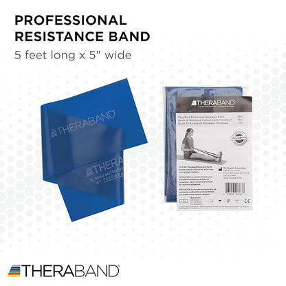 THERABAND Professional Resistance Band, Blue Level 4 Extra Heavy, 5 ft | Elastic resistance band for exercise, strength training, stretching and physical therapy - ideal for home workouts