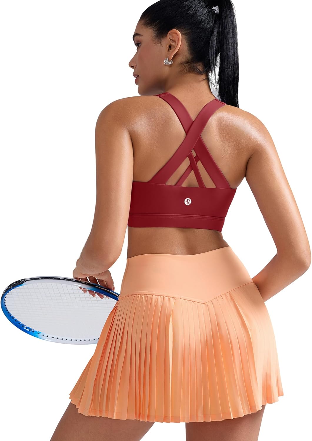 RUNNING GIRL Sports Bra for Women, Criss-Cross Back Padded Strappy Sports Bras Medium Support Yoga Bra with Removable Cups