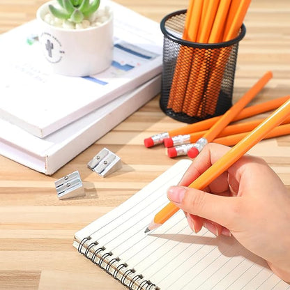 Fainne 48 Pcs Large Pencils 3 Sharpeners,Orange+silver,Triangle