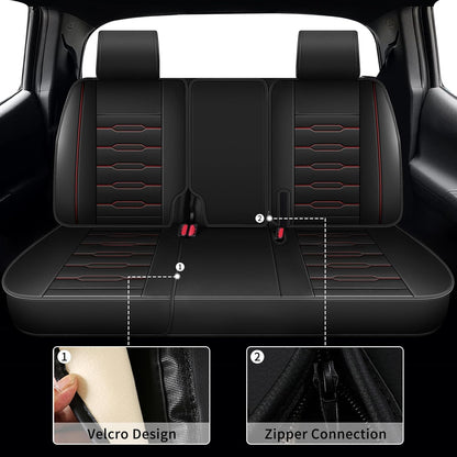 Seat Covers Fit for Honda Ridgeline 2006-2024 2025: Crew Cab 5 Seats Car Seat Covers Faux Leather Truck Pickup Seat Cushion Protector - Front Seats Without Armrests(Full Set, Redline)