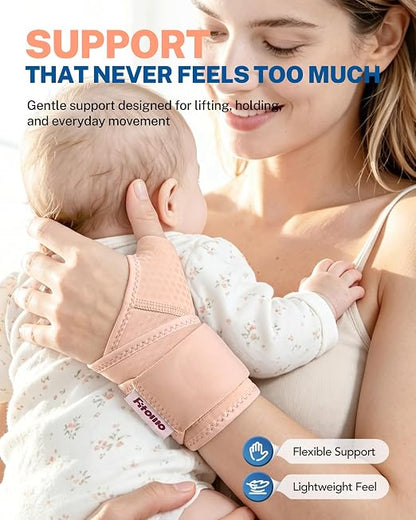 Wrist Brace with Soft-Touch Fabric, Breathable Compression Support | Mild Carpal Tunnel Support , Adjustable Compression Wrist Wrap , Enlarged Thumb Opening , Typing, Office Work & Daily Wear