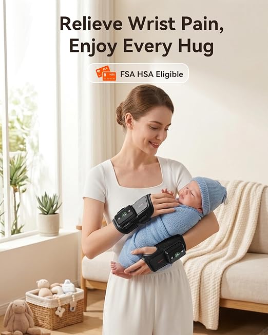 MAXease Cordless Heated Wrist Brace for Pain Relief, Warmer & Massager for Carpal Tunnel & Arthritis, Wrist Heating Pad with Splint for Hand Joint & Night Support, FSA&HSA, Size M, Left