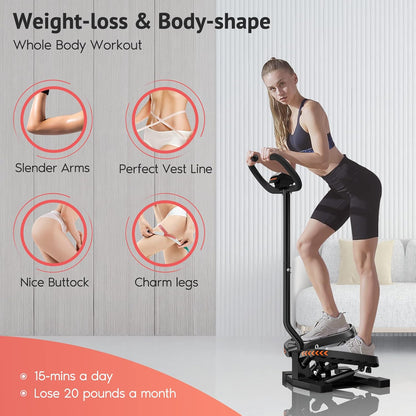 Sportsroyals Stair Stepper,Twist/Mini Stepper for Exercise at Home,Step Machine with Resistance Bands for Full Body Workout, 350lbs+ Capacity