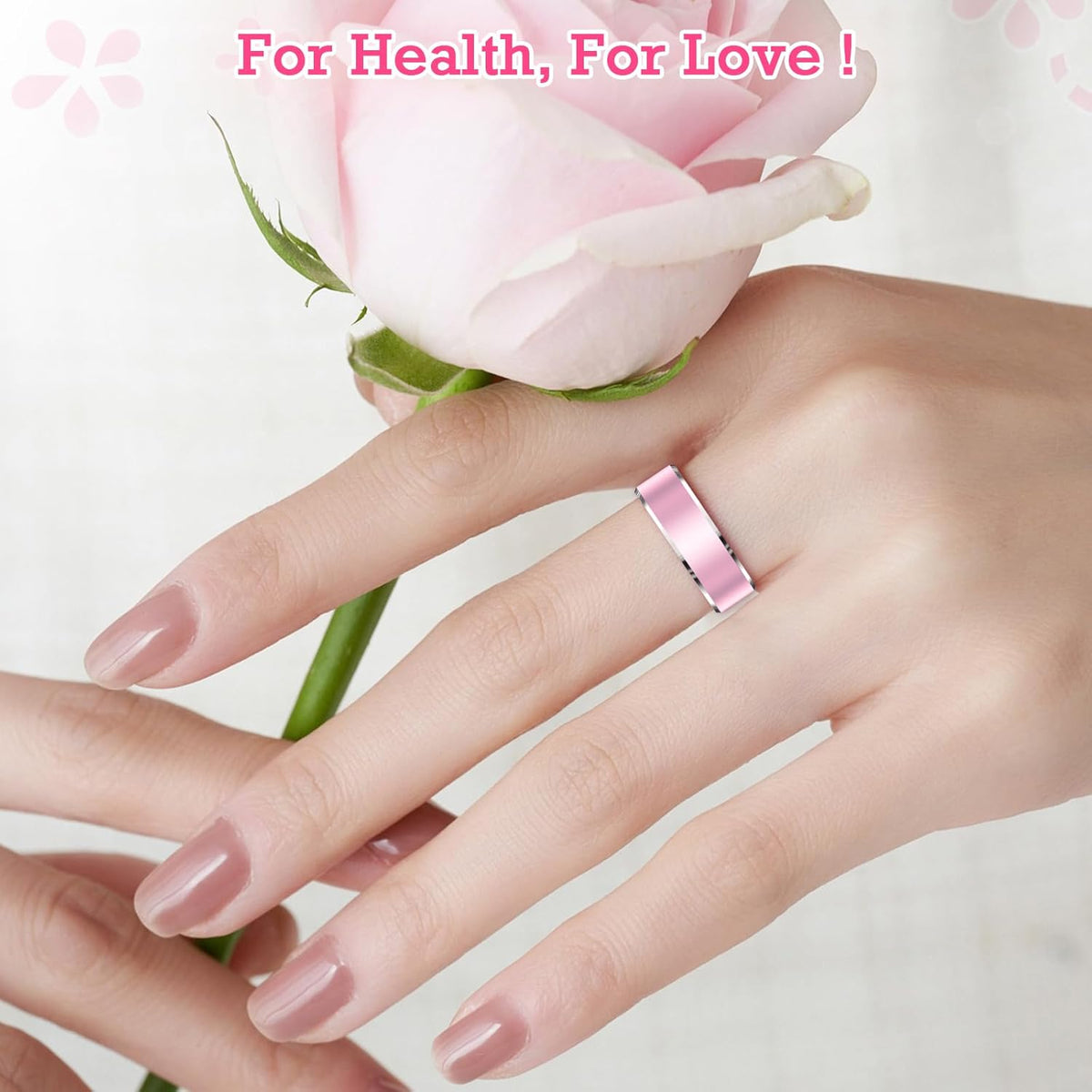 Smart Ring Health Tracker, Sleep Tracker Ring with Heart Rate, Waterproof Fitness Ring for Activity Monitoring/Steps/Distance/Calories,Air Gestures,Up to 7-Day Battery, for iOS Android (Light Pink,#8)