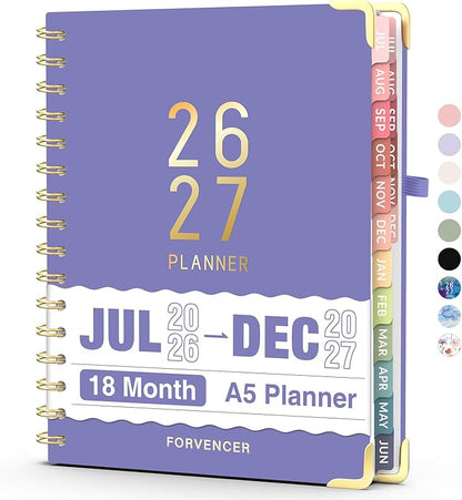 Jul 2026 - Dec 2027 Planner, Forvencer 18 Month Planner 2026-2027, 6" x 8"