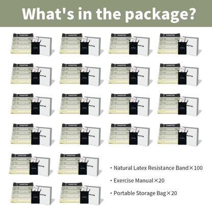 100 PCS Bulk Resistance Bands, Loop Exercise Bands Set for Gym Members Sports Class Students Gift, 5 Pieces Each Set with Storage Bag, Fitness Bands for Outdoor Home Gym Yoga Pilates
